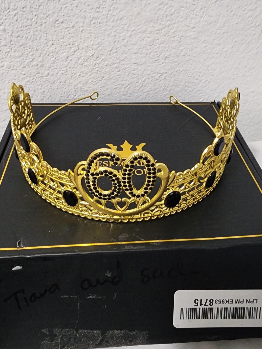 Gold and Black Decorative Tiara Crown for Women